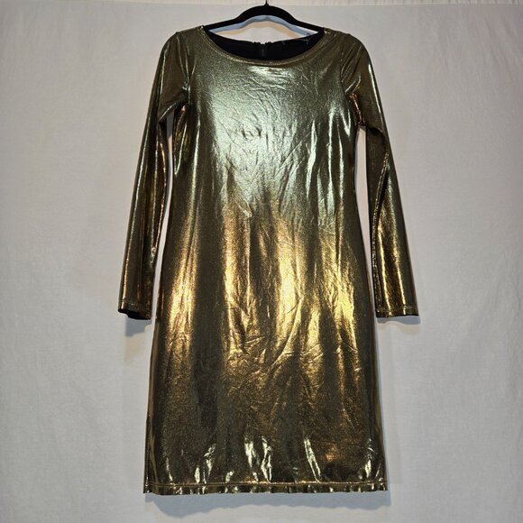 ALICE + OLIVIA Quite Luxury Gold Metallic Tabitha Bodycon Dress Size 6 LIKE NEW! - Picture 1 of 17